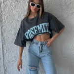 Oversized Acid Washed Women Top Vintage Cotton T-shirts - Image 2