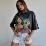 Oversized Acid Washed Women Top Vintage Cotton T-shirts - Image 13