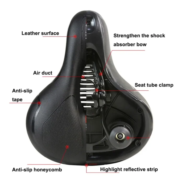 Hollow breathable road bike shockproof saddle with reflector - Image 2