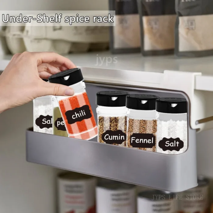 Mounted Spice Organizer Self-adhesive Kitchen Storage for Seasoning Jars with Gift