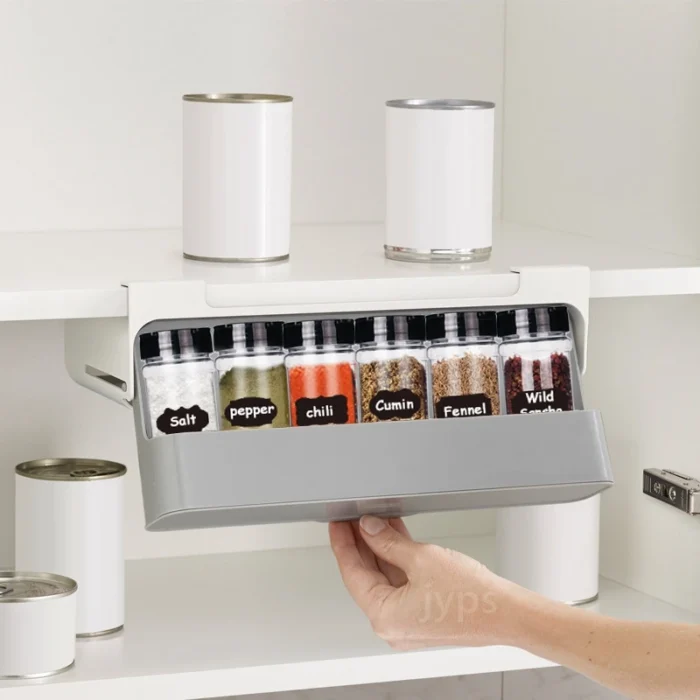 Mounted Spice Organizer Self-adhesive Kitchen Storage for Seasoning Jars with Gift - Image 3