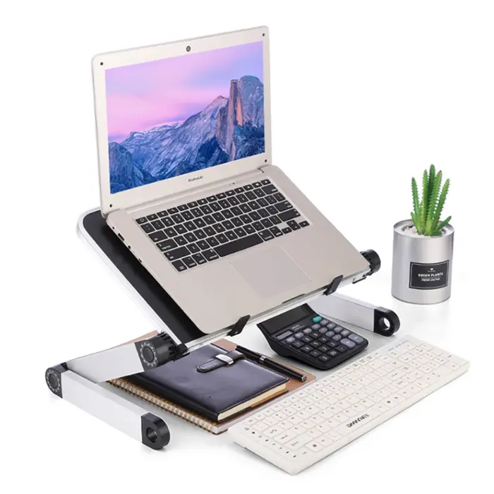 Portable Aluminum Ergonomic Laptop Desk Stand with Mouse Pad for TV Bed Sofa PC Notebook Table Desk Stand
