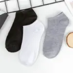 Five Pairs Solid Colored Breathable Invisible Low Cut Men's Ankle Socks Black White  Gray for Men's Short Socks and Women's Socks. - Image 3