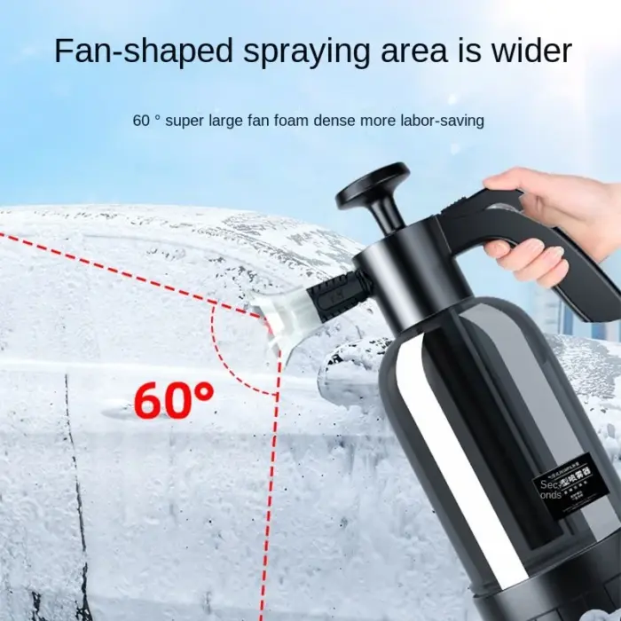 Snow Foam Car Wash Spray Bottle Car Window Cleaning, 2L Hand Pump Foam Sprayer with Three Nozzle Types, Hand Pneumatic Foam Cannon - Image 2
